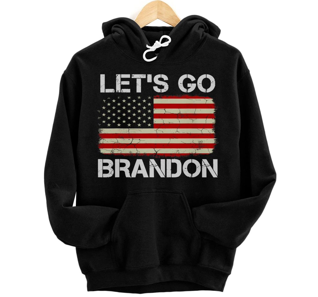 Personalized Let's Go Brandon Conservative Anti Liberal Vintage US Flag Pullover Hoodie