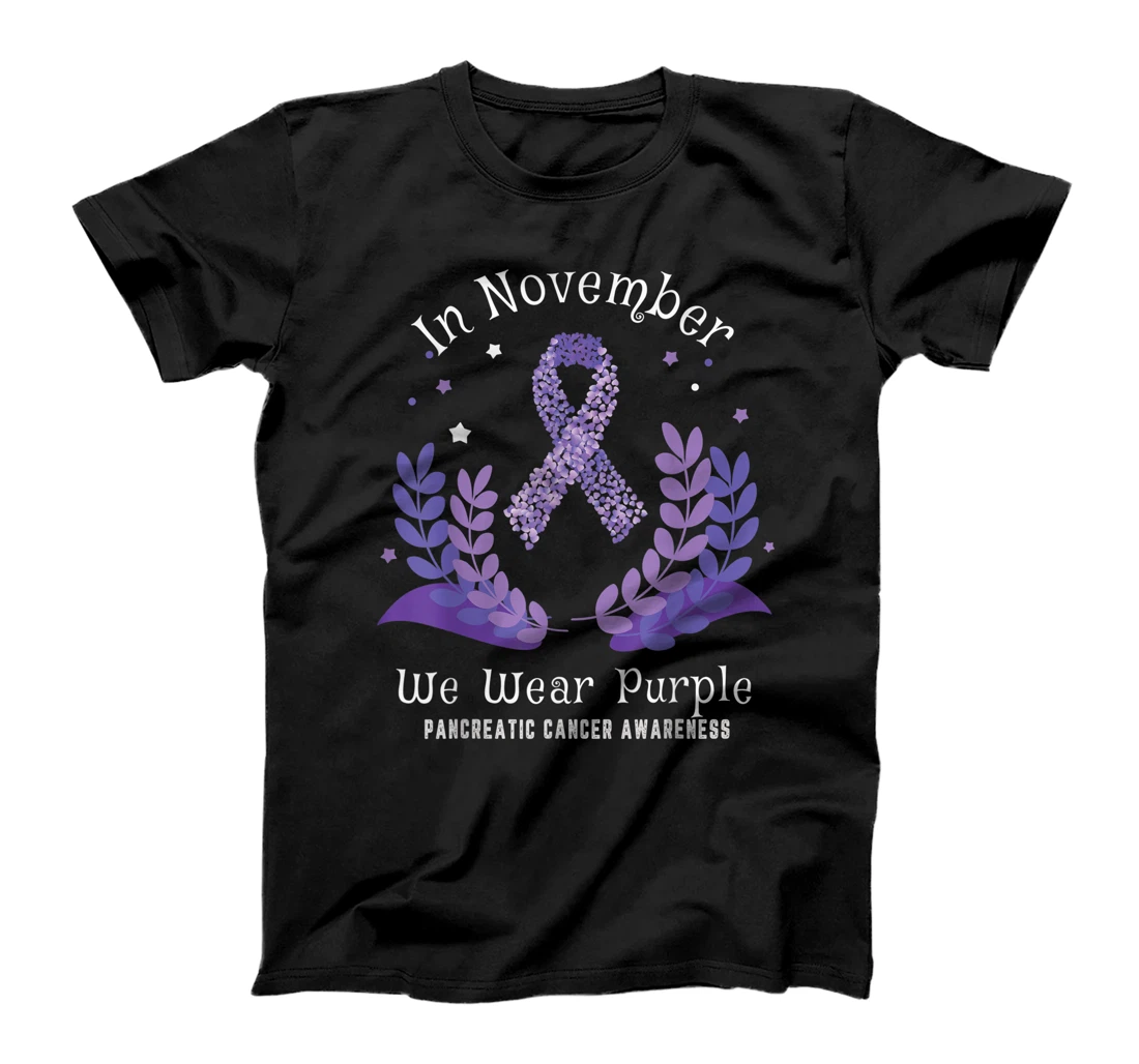 Personalized In November We Wear Purple Pancreatic Cancer Awareness T-Shirt, Kid T-Shirt and Women T-Shirt