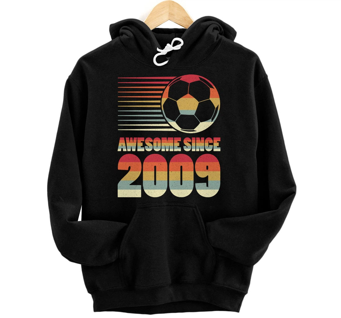 Personalized Awesome Since 2009 Soccer Vintage Gifts For Boys Pullover Hoodie