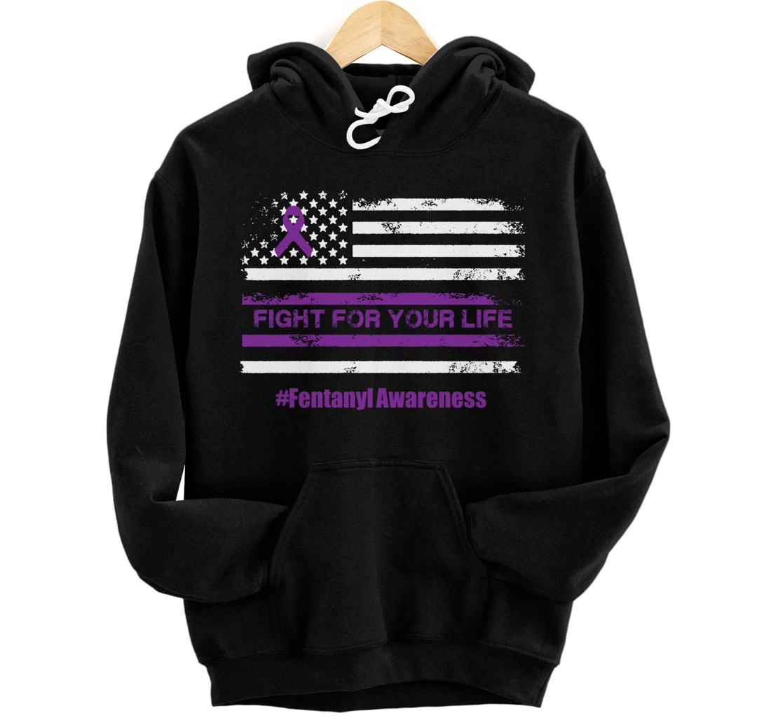Personalized Fight For Your Life Overdose Awareness Purple Ribbon Pullover Hoodie