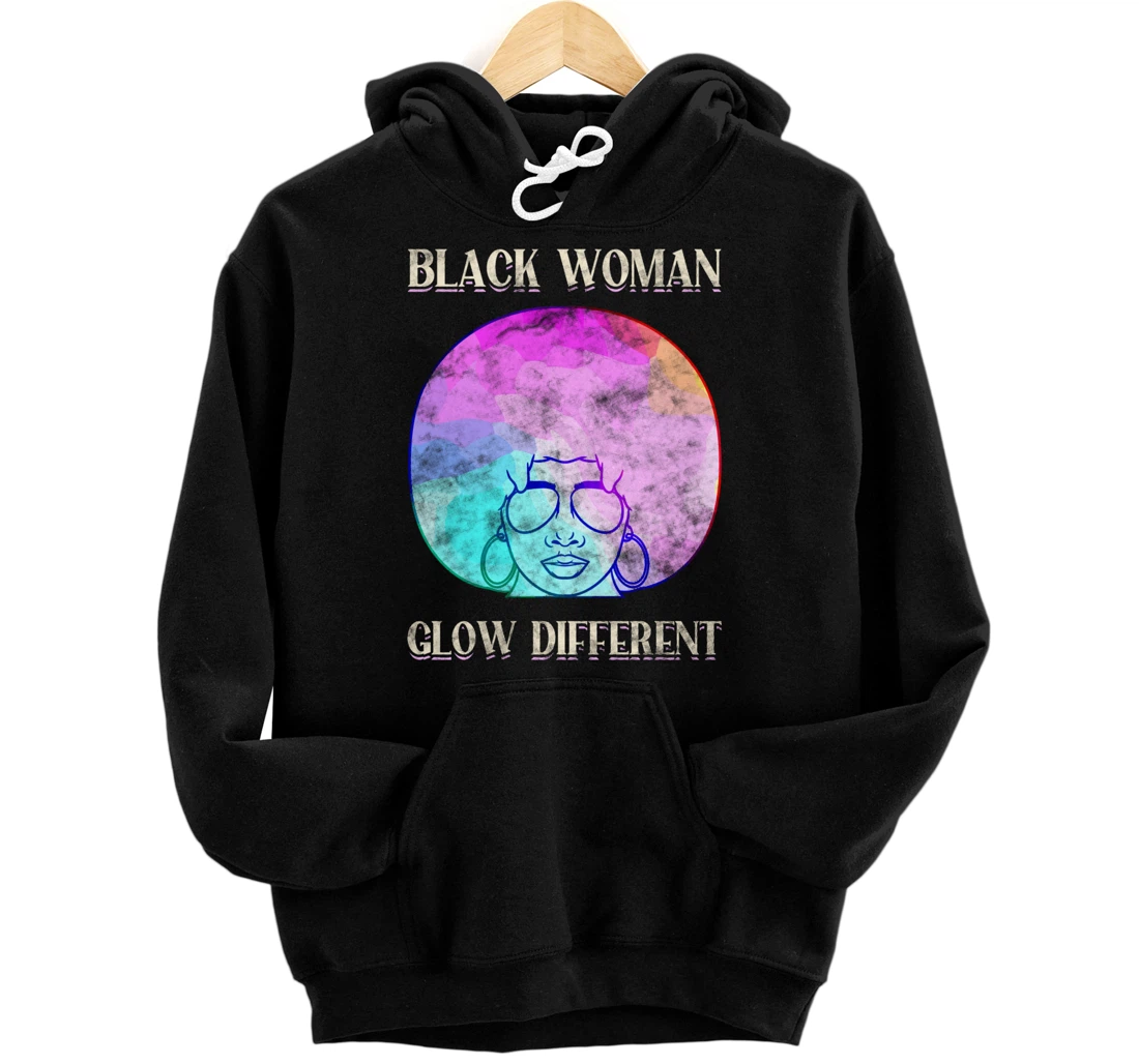 Personalized Black Women Glow Different Natural Black Hair Graffiti Pullover Hoodie