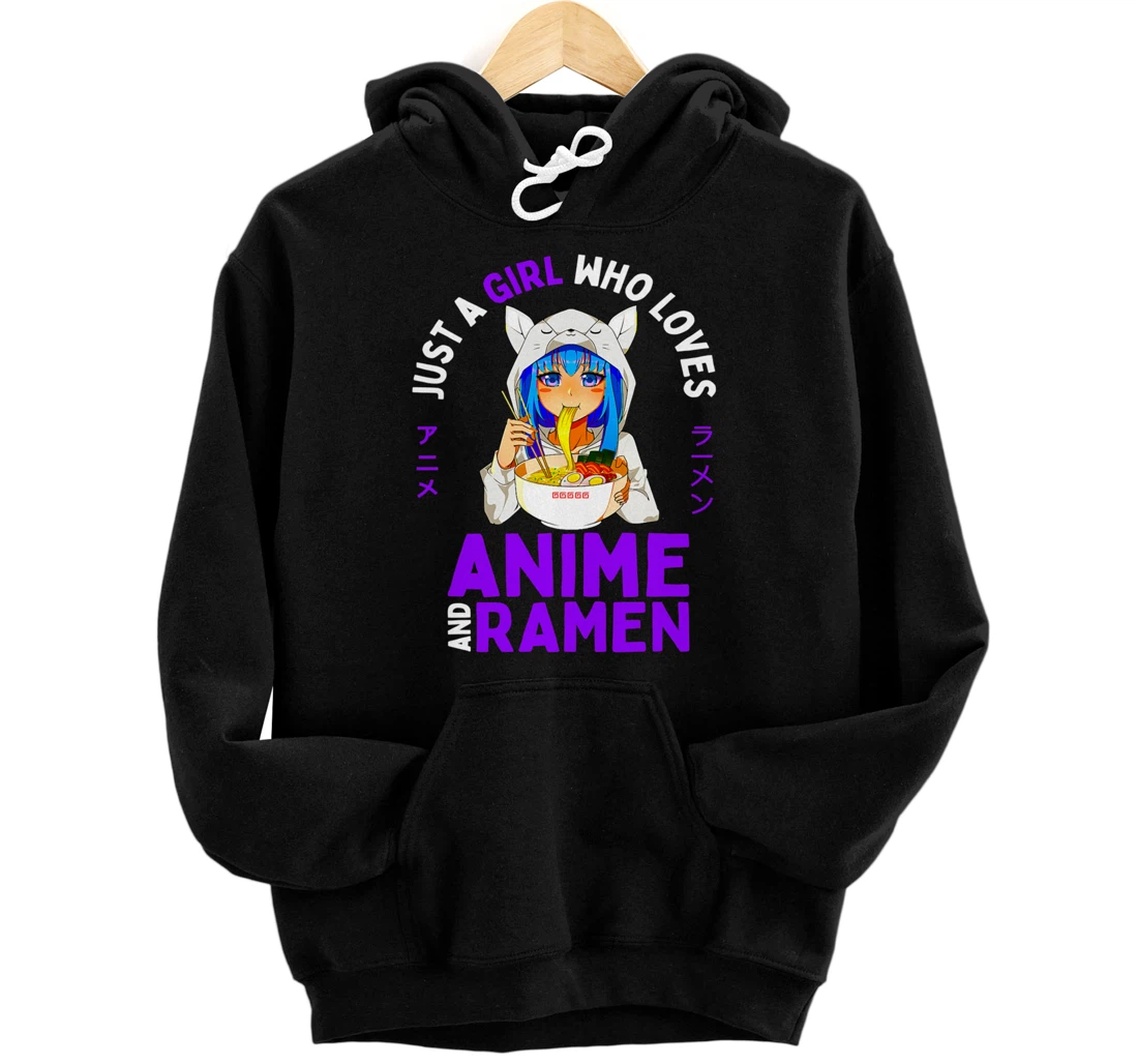 Personalized Just a Girl Who Loves Anime and Ramen Women Teen Girls Gift Pullover Hoodie