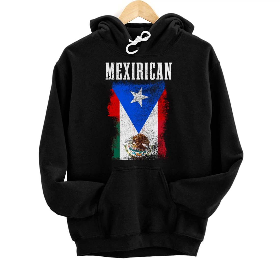 Personalized Mexican Puerto Rican Mix Mexico Puerto Rico Pride Roots Flag Pullover Hoodie