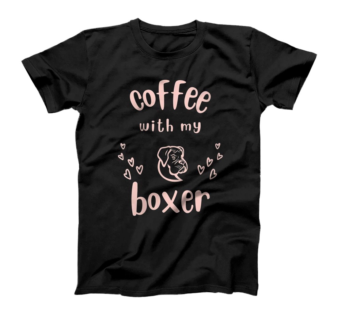 Personalized Womens Boxer Dogs and Coffee T-Shirt, Women T-Shirt