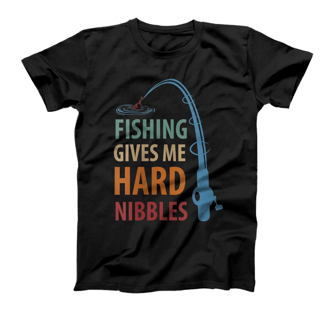 Personalized Womens Fishing Gives Me Hard Nibbles, fish and rod fishing lover T-Shirt, Women T-Shirt