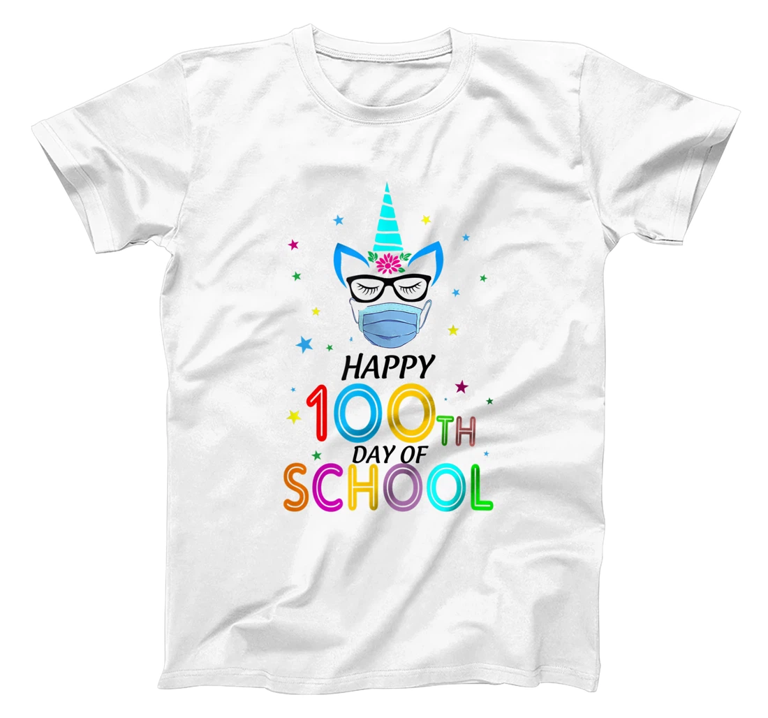 Personalized Happy 100th Day Of School, unicorn mask pandemic T-Shirt, Kid T-Shirt and Women T-Shirt