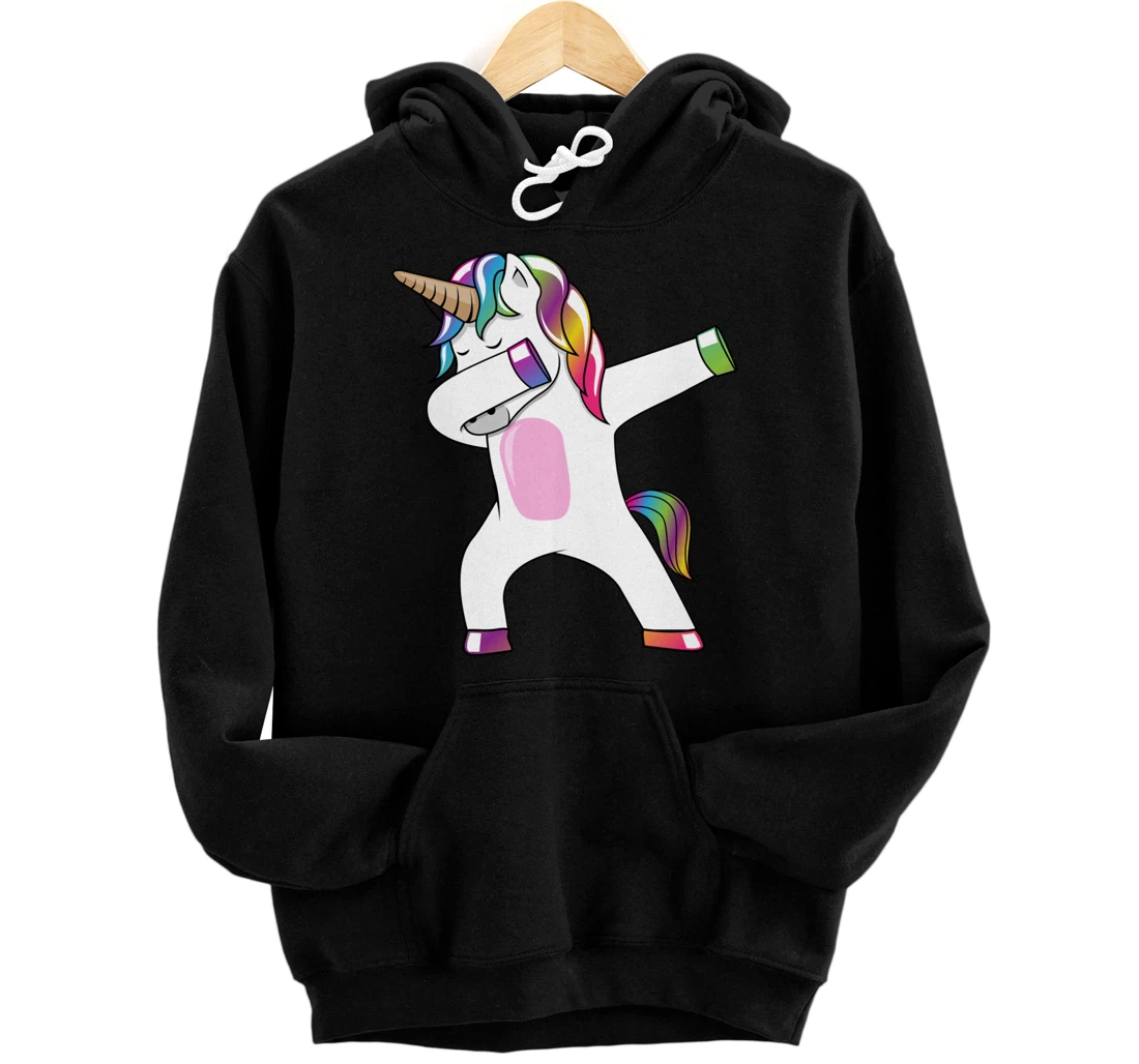 Personalized Dabbing Unicorn Hoodie- Dab Dance Hoodie Rainbow Unicorn Pullover Hoodie