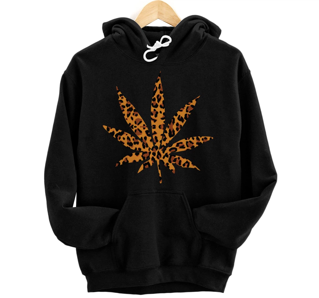 Personalized Cheetah Marijuana Weed Punk Rock N Roll Cannabis Girl Gift Pullover Hoodie