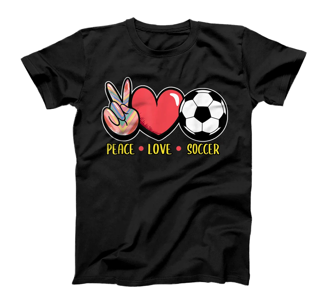 Personalized Womens Football Peace Love Soccer Goalie Goaltender Sport T-Shirt, Women T-Shirt