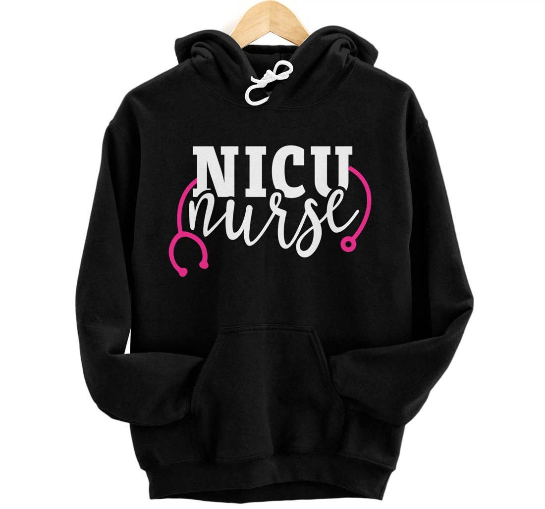 Personalized Cute NICU Nurse - Pink Stethoscope - Neonatal RN Pullover Hoodie