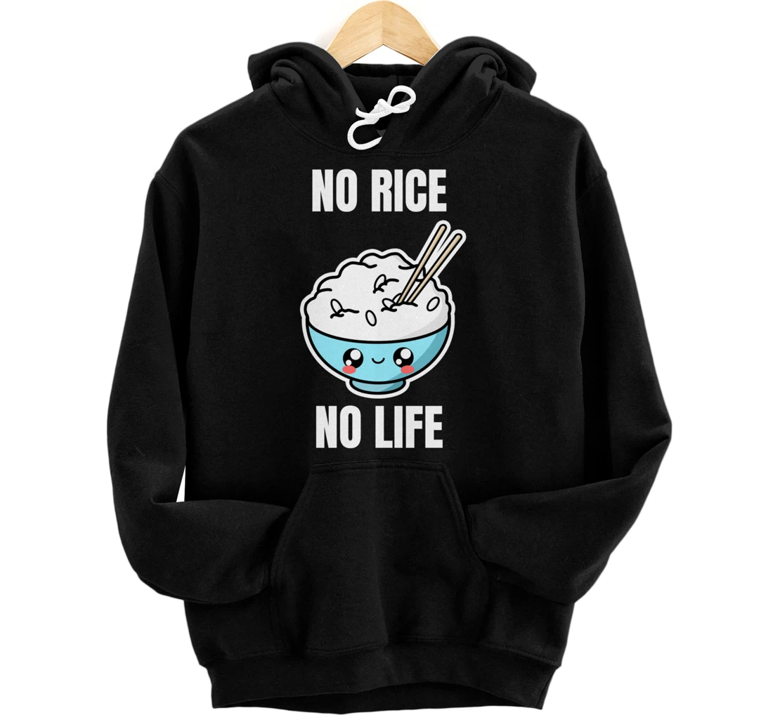 Personalized No Rice No Life Asian Food Foodie Fried Rice Bowl Funny Pun Pullover Hoodie