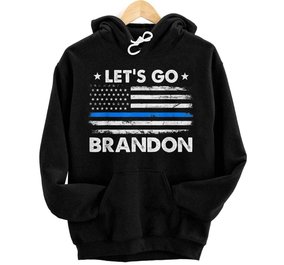 Personalized Let's Go Brandon US Blue Line Lets Go Brandon American Flag Pullover Hoodie