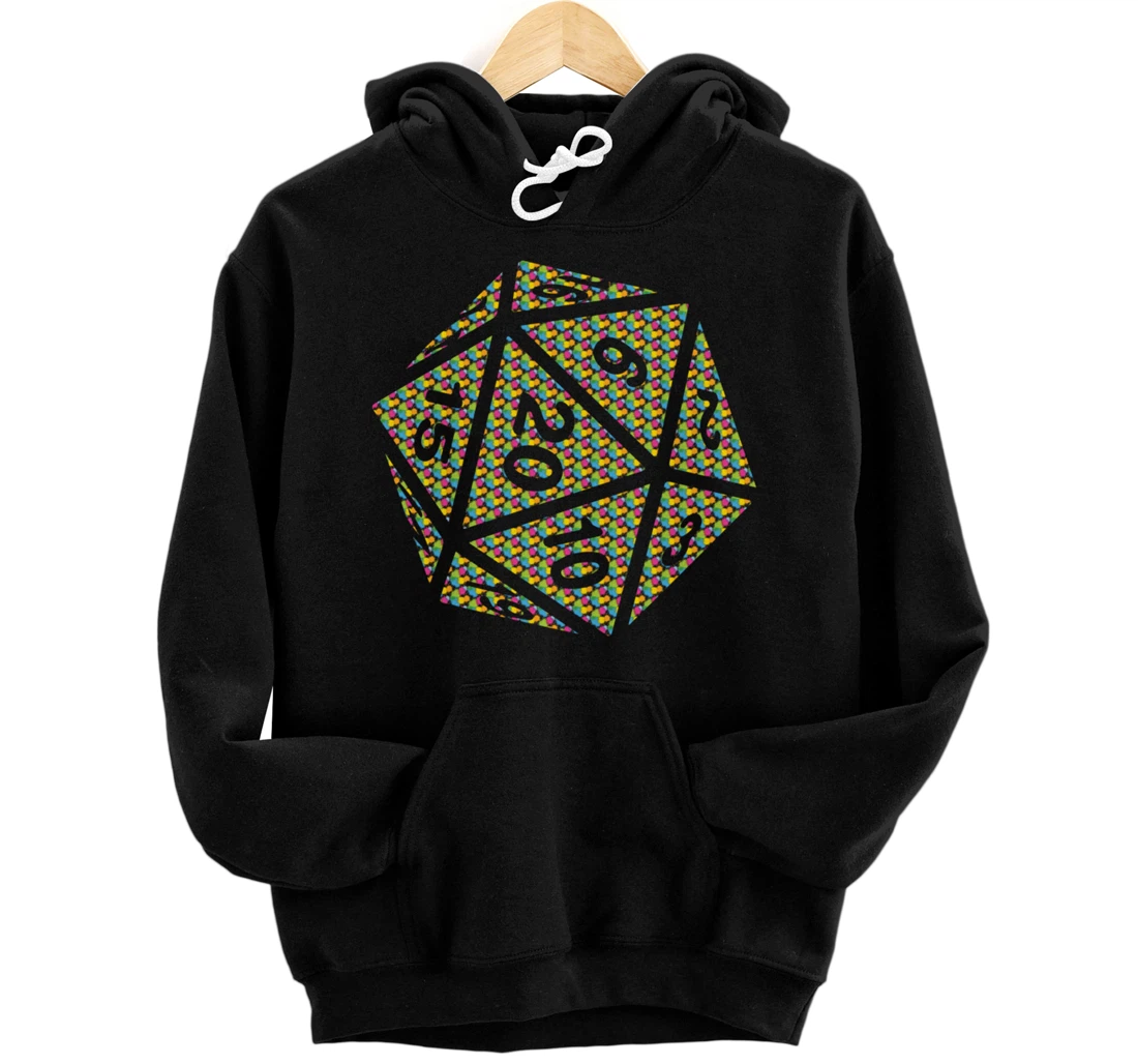Personalized RPG Dice d20 | Colorful Splatter Design Pullover Hoodie