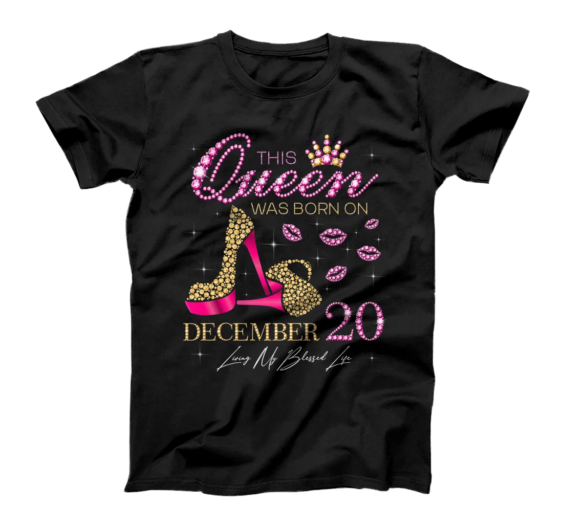 Personalized Womens This Queen Was Born on December 20 Living My Blessed Life T-Shirt, Kid T-Shirt and Women T-Shirt