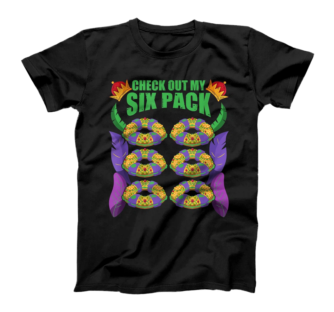 Personalized Check Out My Six Pack King Cake Food Mardi Gras Costume T-Shirt, Kid T-Shirt and Women T-Shirt