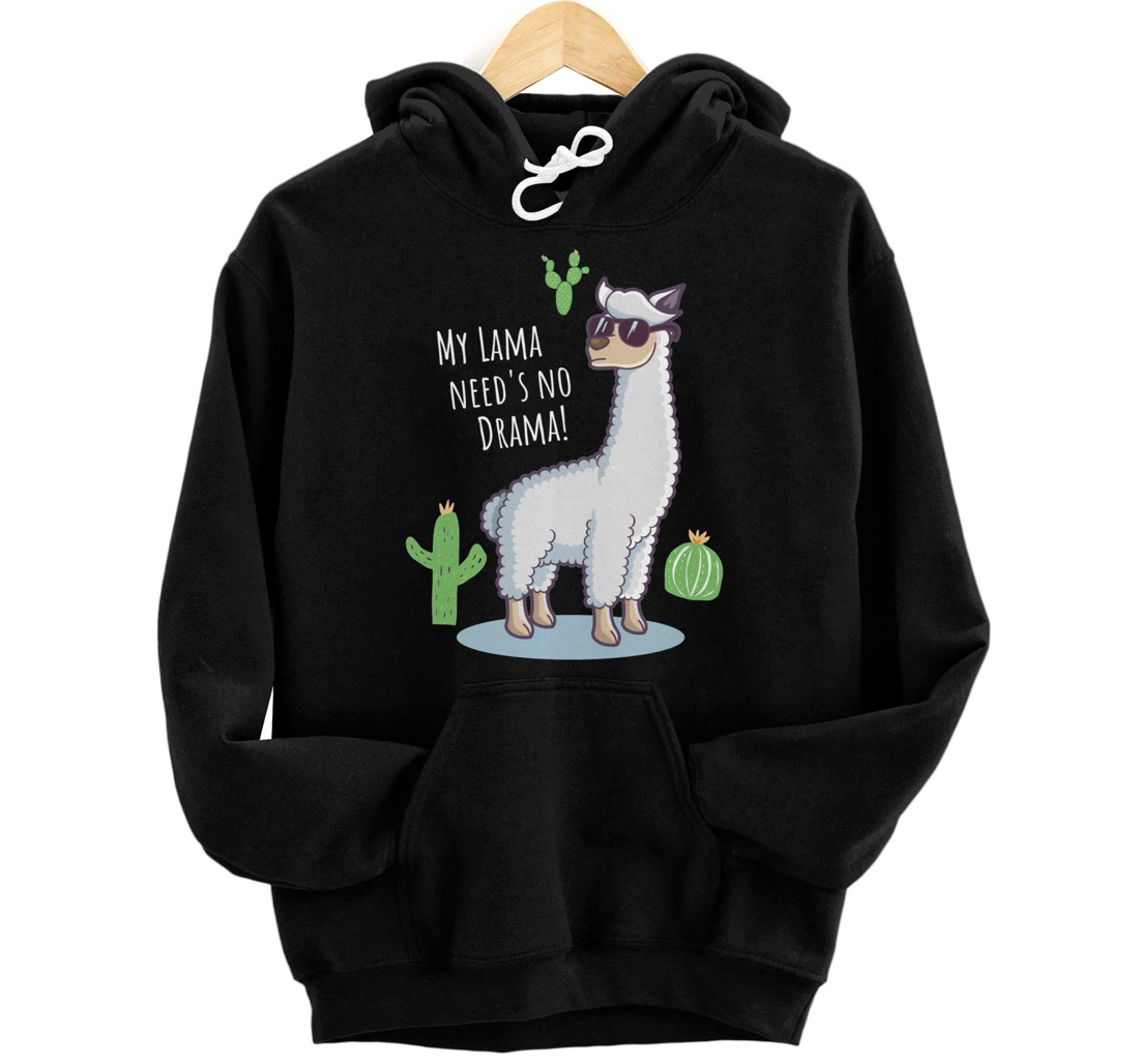 Personalized Llama Need's No Drama - Funny Blade Cactus Design Pullover Hoodie