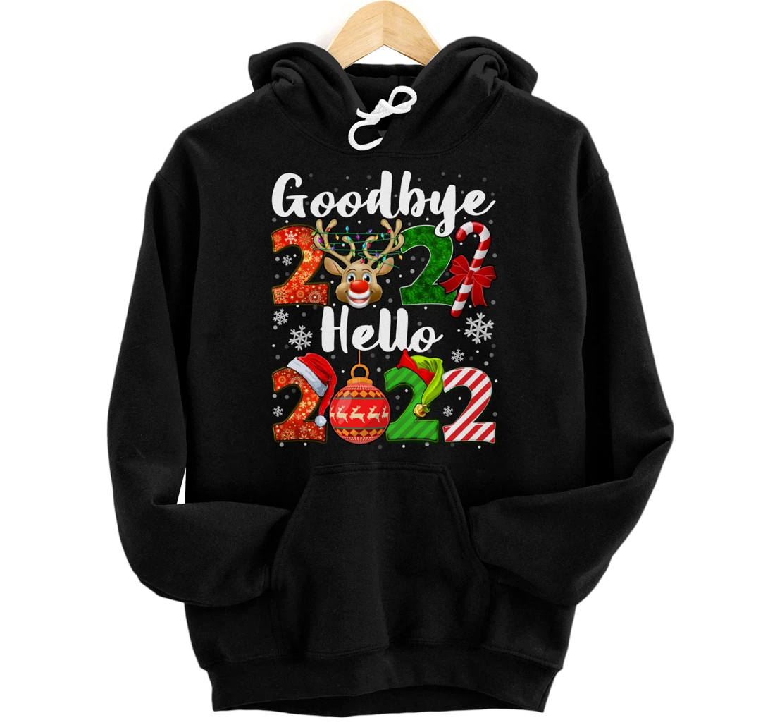 Personalized Goodbye 2021 Hello 2022 Fireworks Happy New Year Santa Xmas Pullover Hoodie