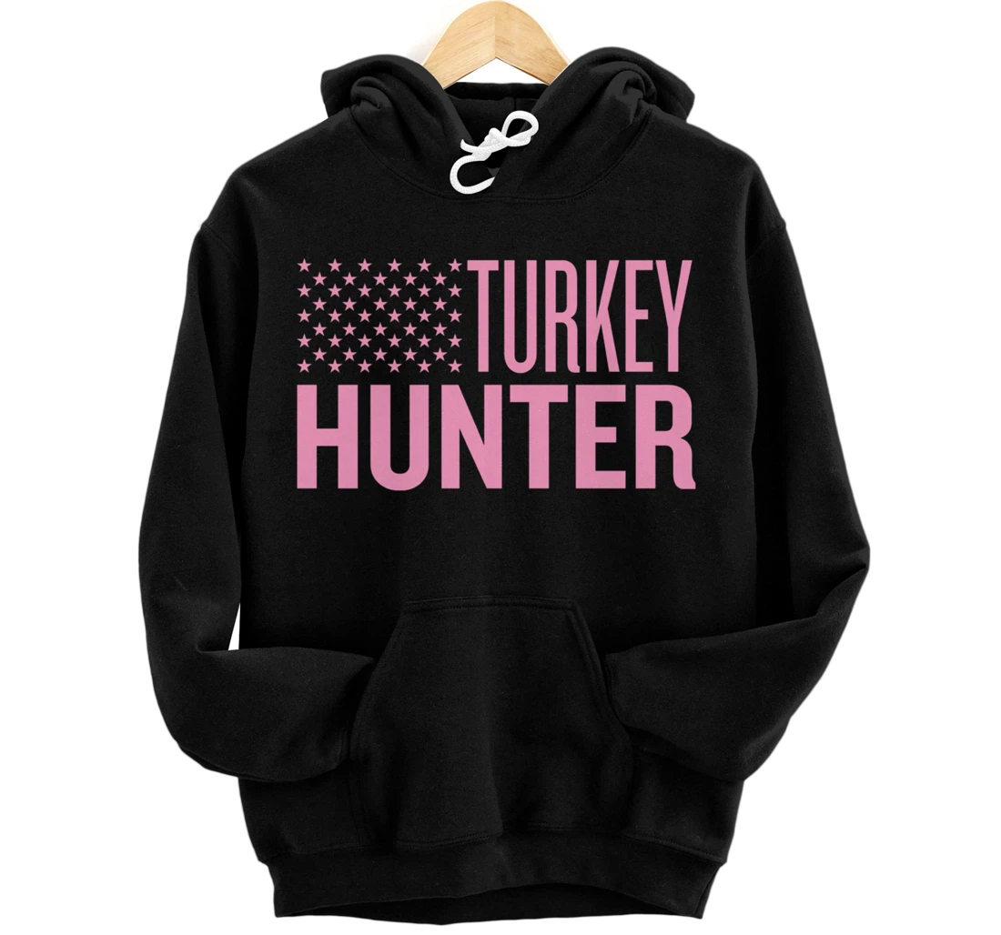 Personalized Turkey Hunter USA Fowl Hunting Patriotic American Flag Pullover Hoodie