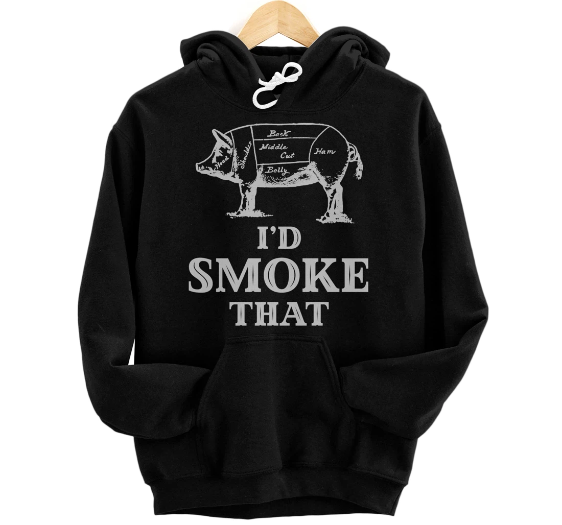 Personalized Barbecue BBQ Pork Pig Cook Grill Funny Cute Vintage Smoke Pullover Hoodie