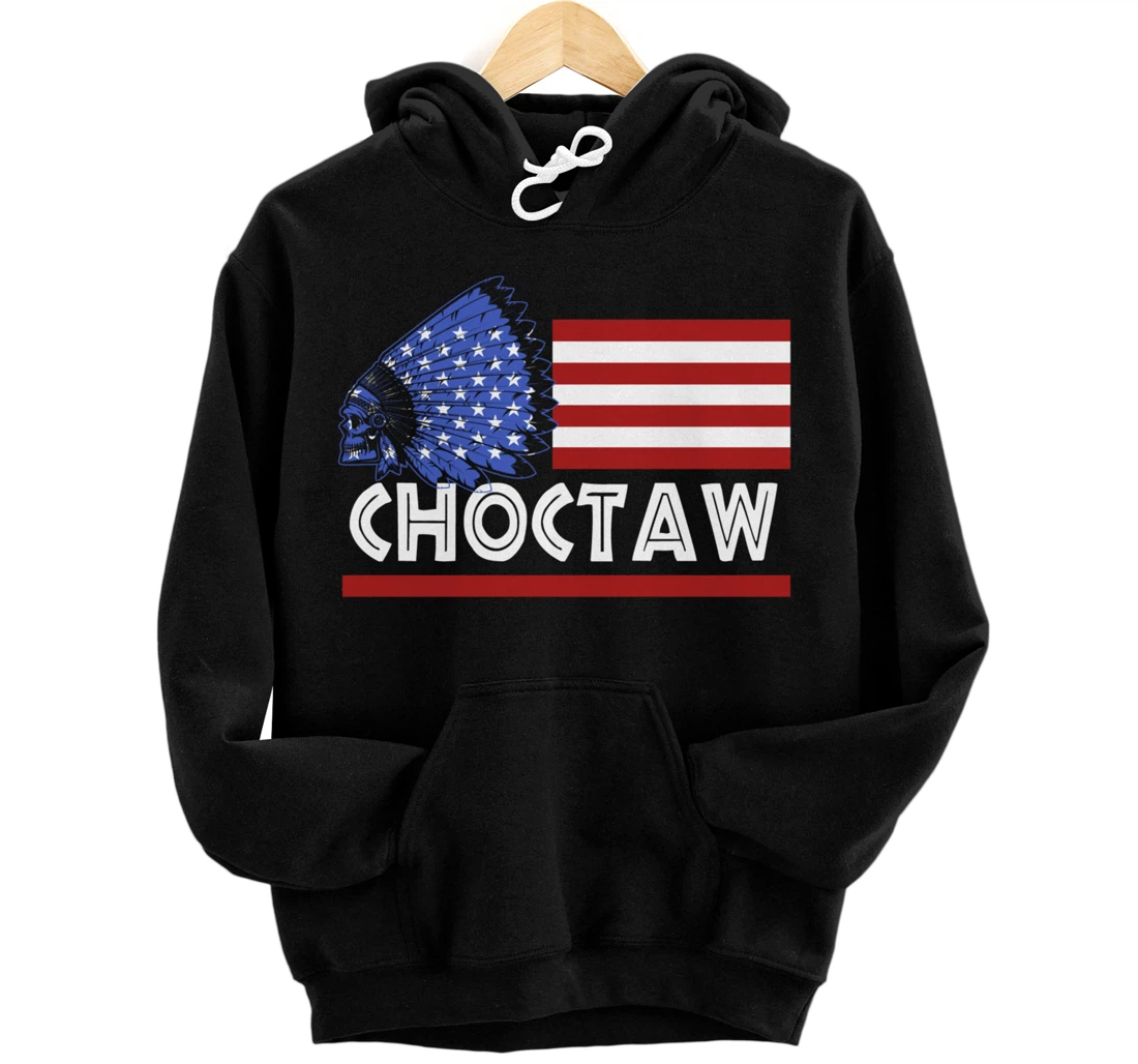 Personalized Choctaw Tribe Indigenous Native American USA American Flag Pullover Hoodie