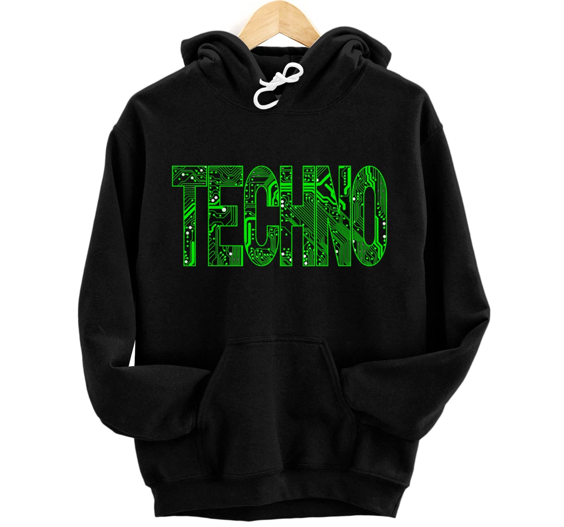 Personalized Techno EDM House Rave Circuit Board Club Cyber Dance Party Pullover Hoodie