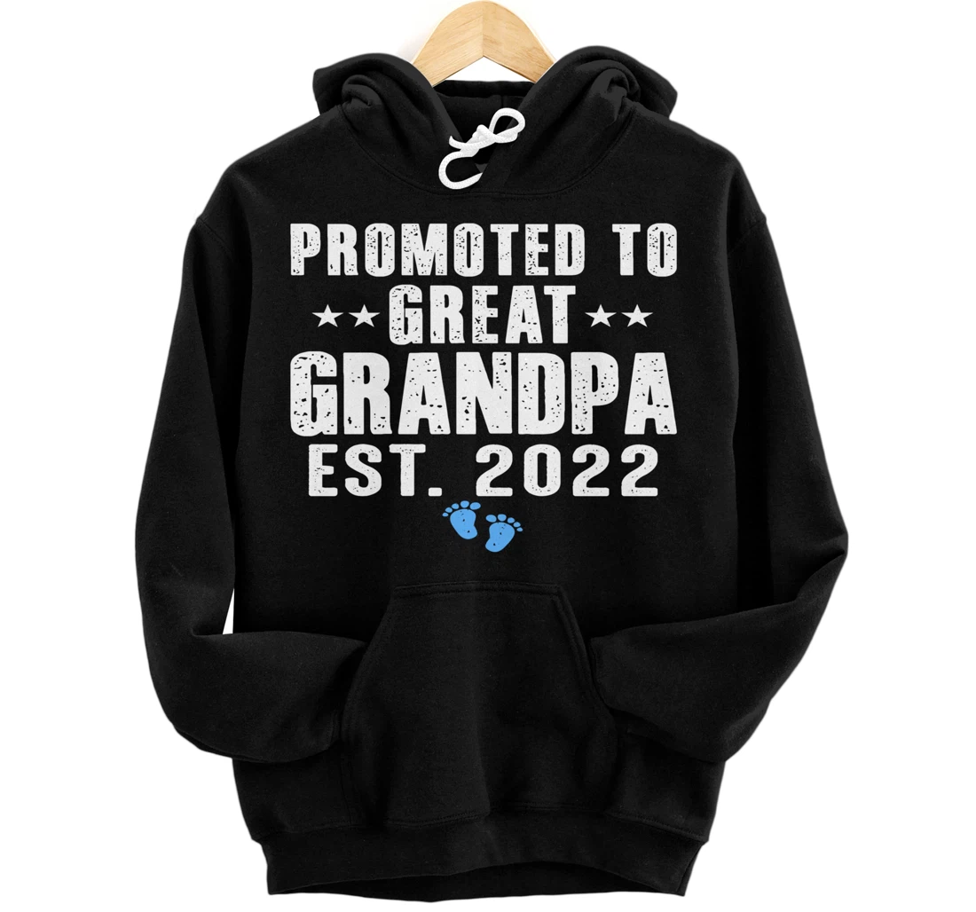Personalized Promoted to Great Grandpa Est. 2022 It's A Boy Funny Pullover Hoodie