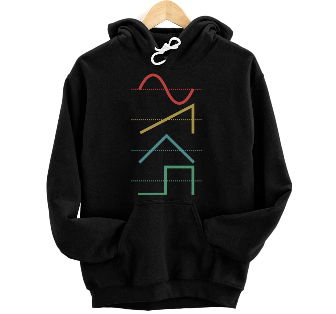 Personalized Vintage Analogue Synthesizer Techno Waveform - Synth Nerd Pullover Hoodie