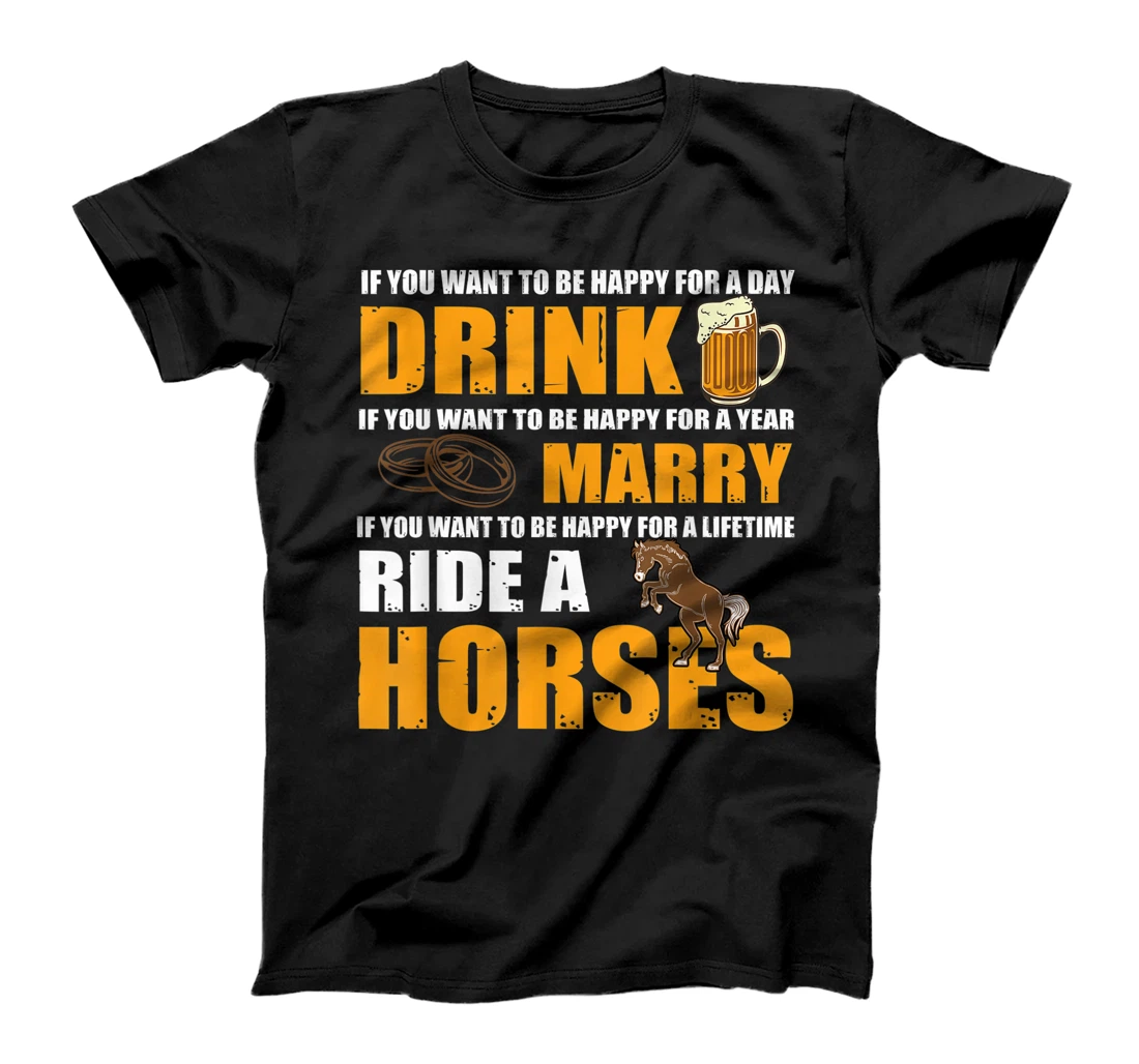 Personalized Funny Riding Horses Design Horseshoe Love T-Shirt, Women T-Shirt