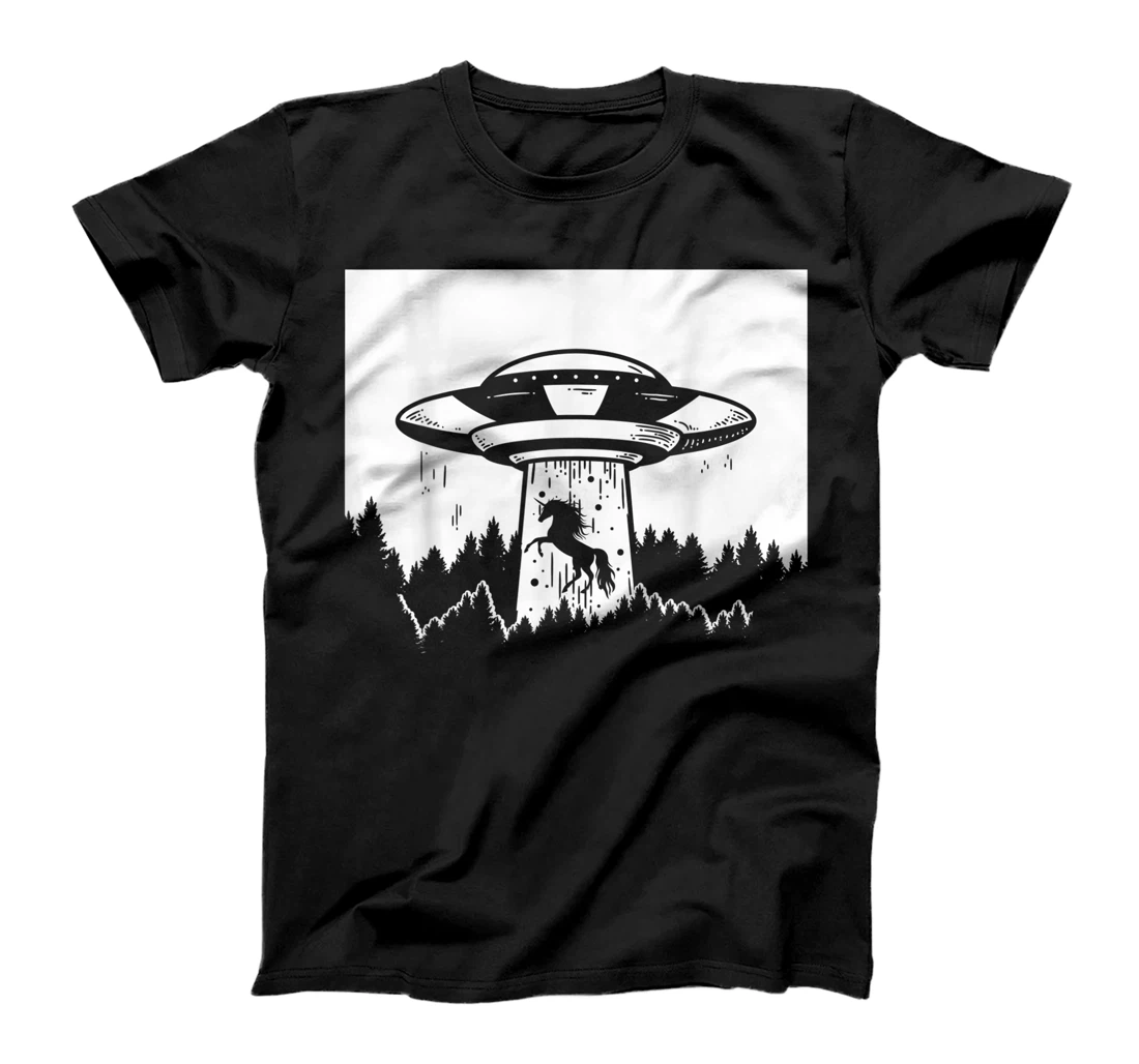 Personalized Unicorn in a Ufo, Alien Area 51 Spacecraft Abduction Lover T-Shirt, Kid T-Shirt and Women T-Shirt