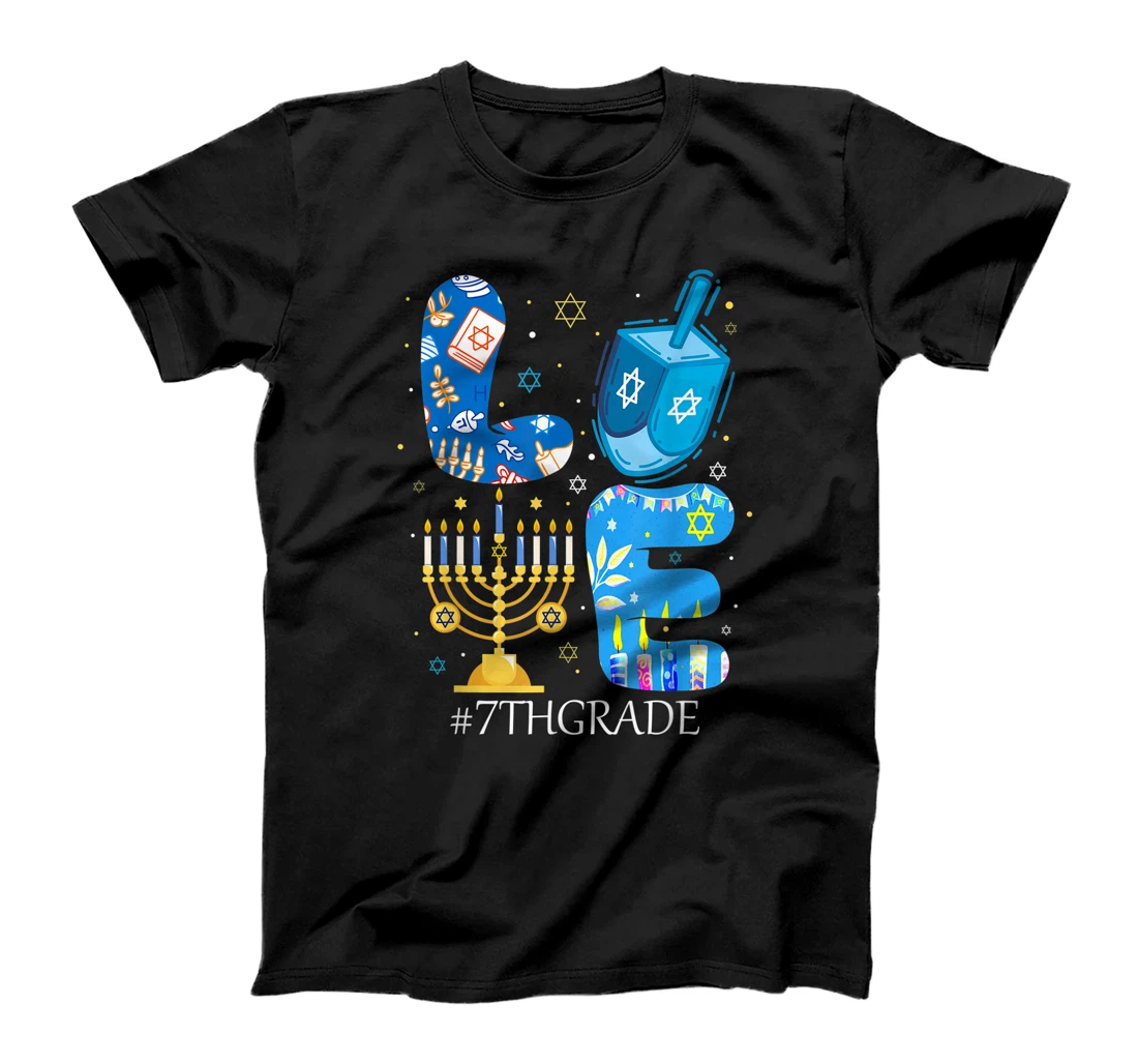 Personalized Womens Love 7th Grade Teacher Students Chanukah Jewish Hanukkah T-Shirt, Kid T-Shirt and Women T-Shirt