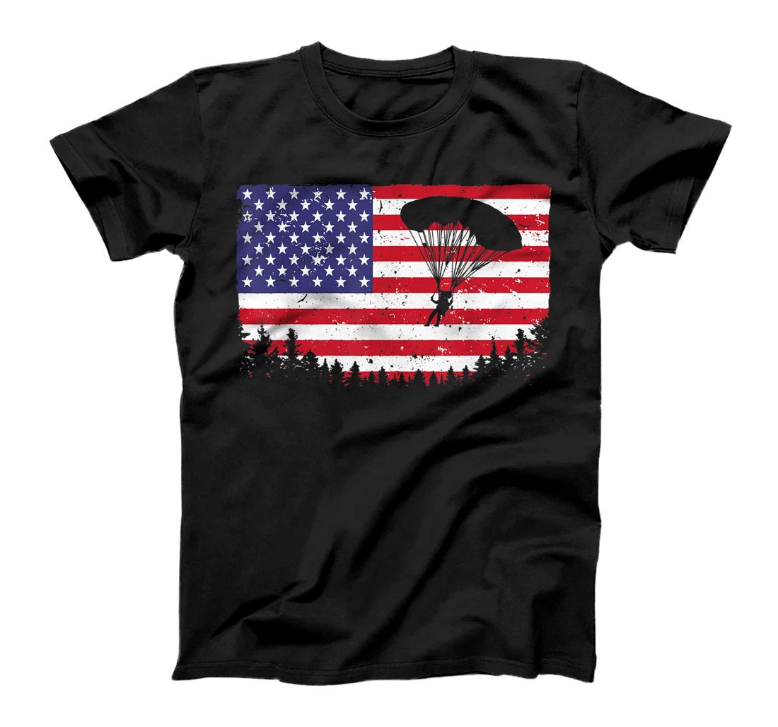 Personalized Cool Skydiving Art Men Women Skydiver American Flag Skydive T-Shirt, Kid T-Shirt and Women T-Shirt