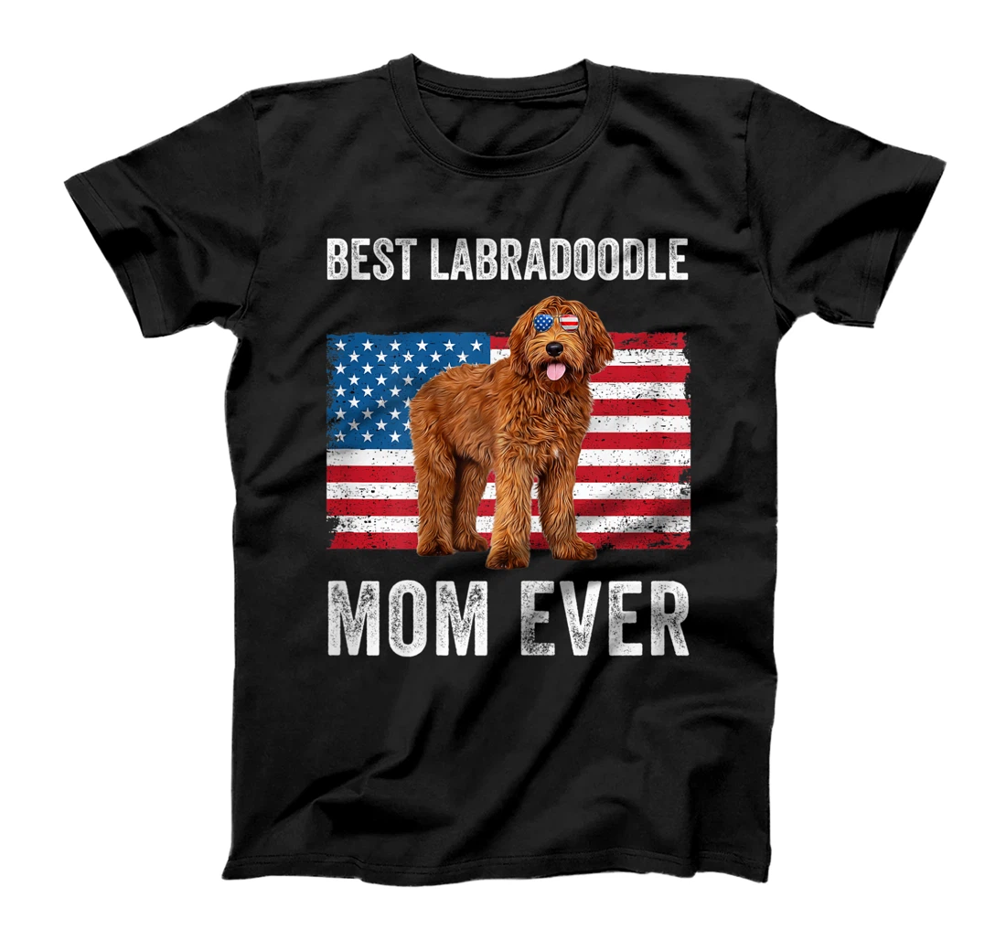 Personalized Womens Labradoodle Mom American Flag Labradoodle Dog Lover Owner T-Shirt, Women T-Shirt