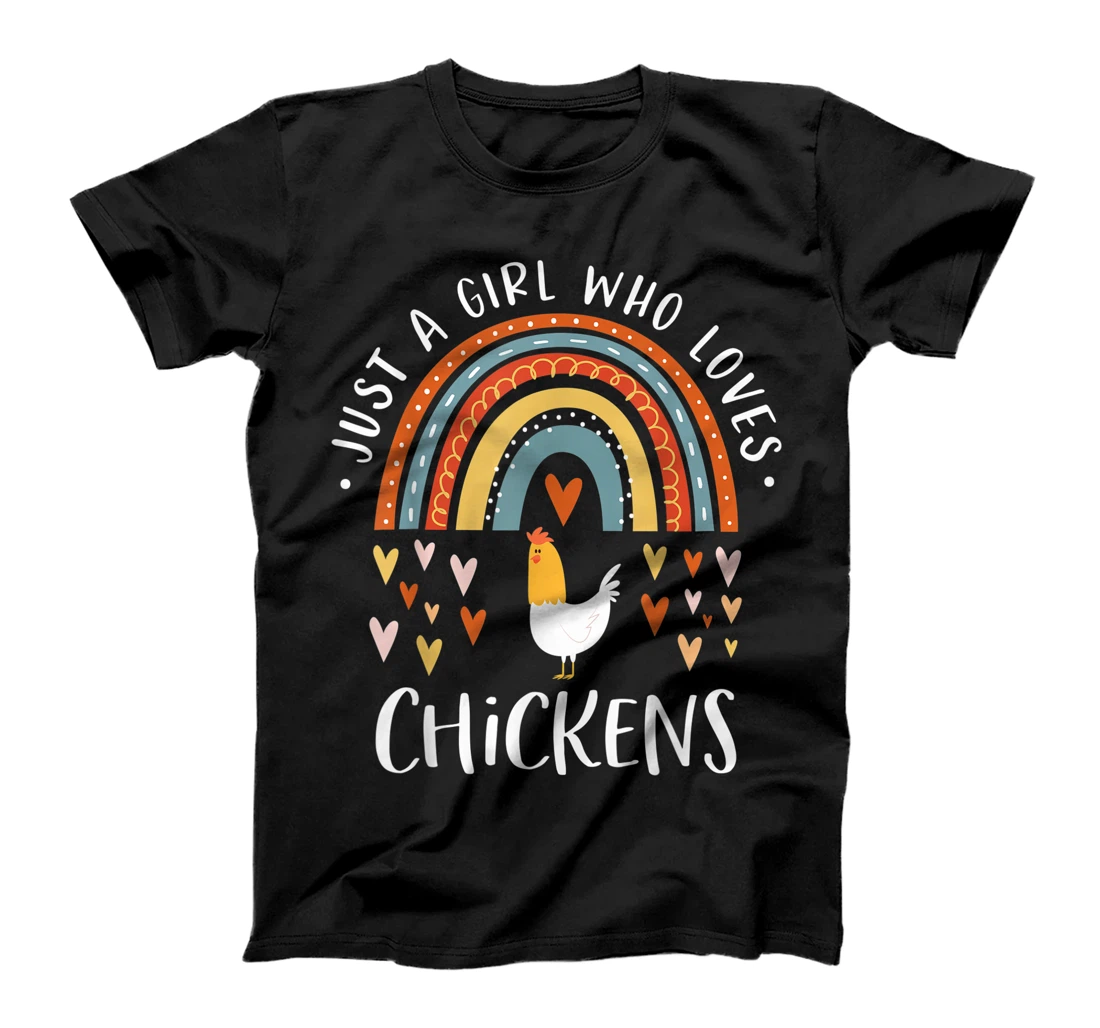 Personalized Womens Just A Girl Who Loves Chickens Rainbow Gifts Poultry Lover T-Shirt, Kid T-Shirt and Women T-Shirt