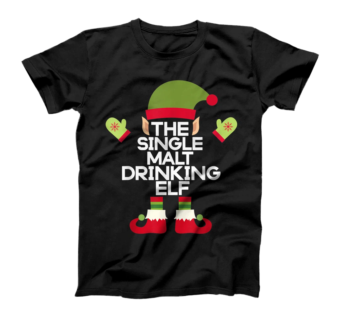 Personalized The Single Malt Drinking Elf Funny Scotch Bourbon Holiday T-Shirt, Women T-Shirt