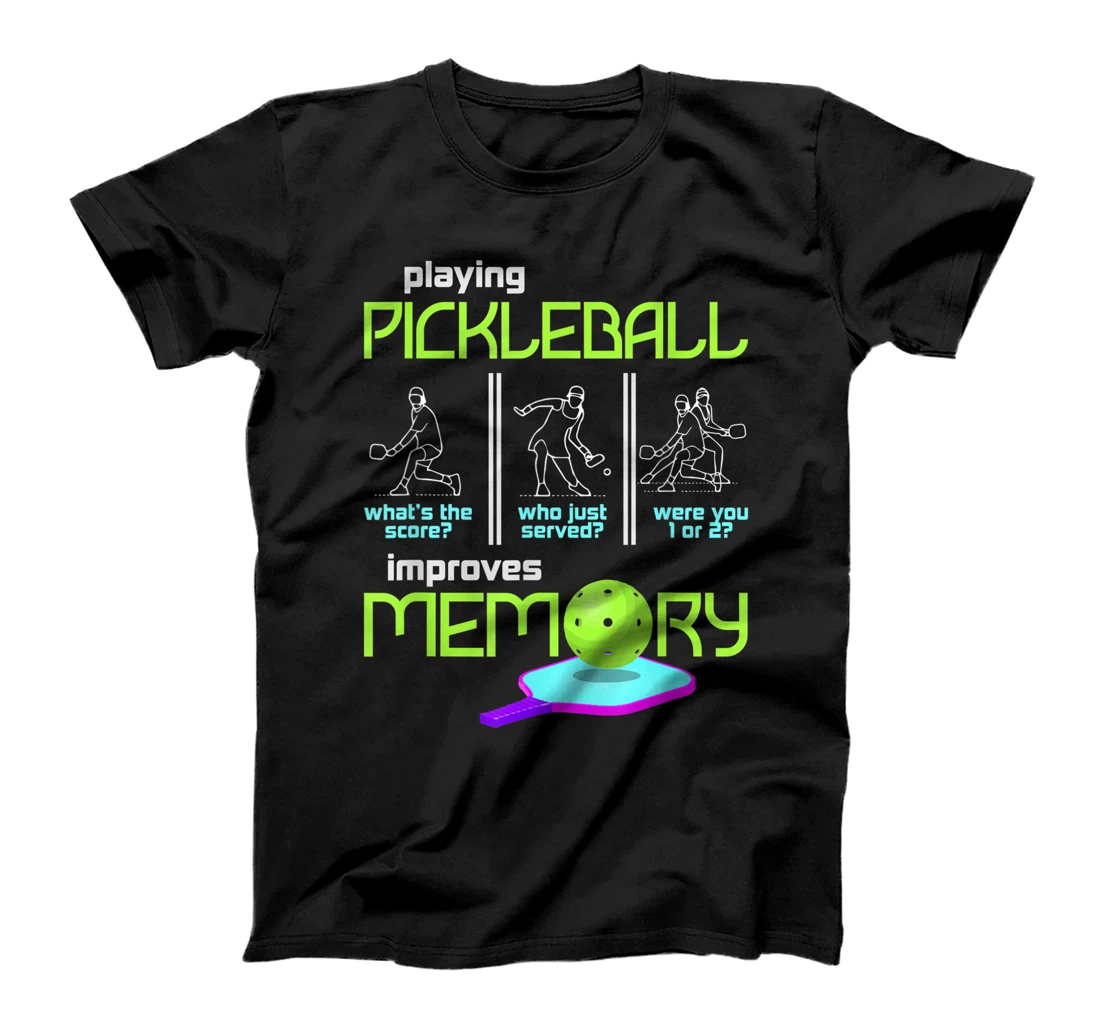 Personalized Womens Playing Pickleball Improves Memory Outdoor Activity Lover T-Shirt, Women T-Shirt