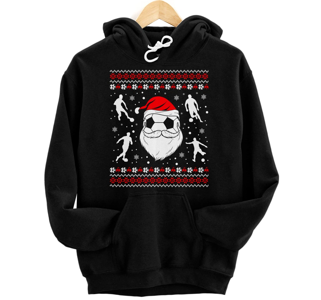 Personalized Santa Claus With Two Soccer Players Xmas Sports Lover Pullover Hoodie