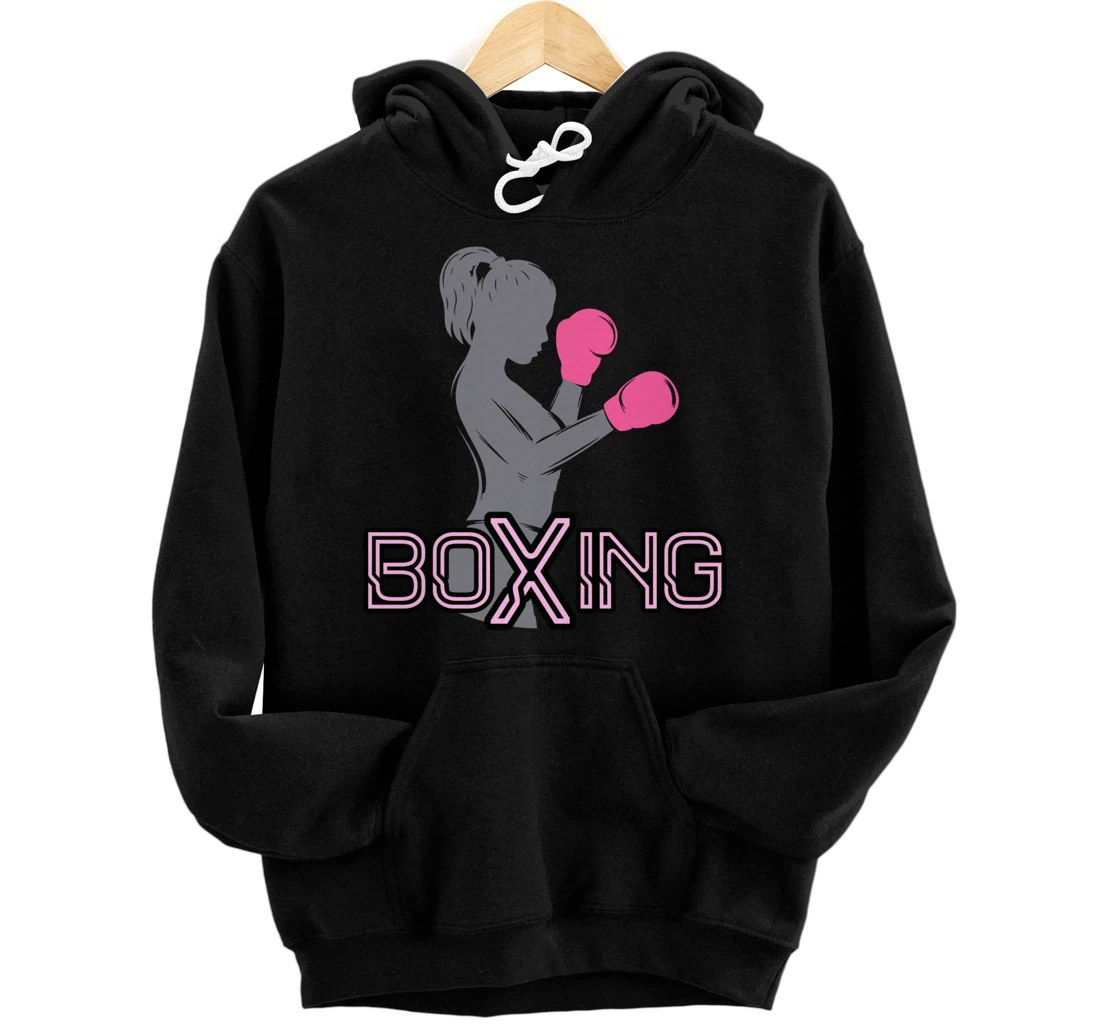 Personalized Girl boxer woman boxing pink boxing gloves novelty gift Pullover Hoodie