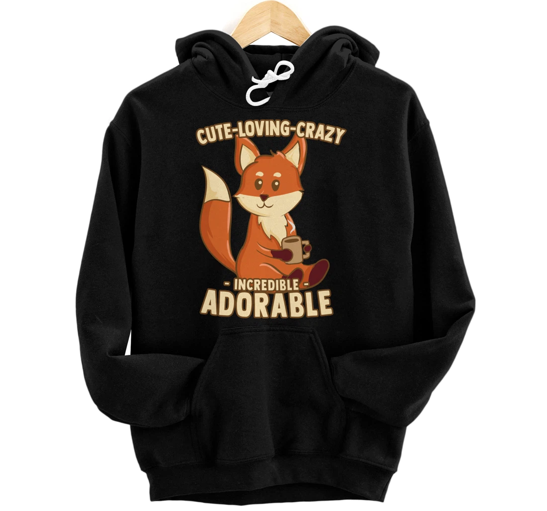 Personalized Kawaii Coffee Fox - Cute, Loving, Crazy Incredible Adorable Pullover Hoodie