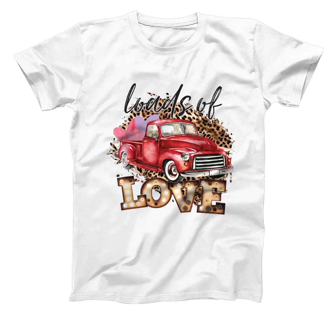 Personalized Leopard Valentine's Day Loads Of Love Truck T-Shirt, Women T-Shirt