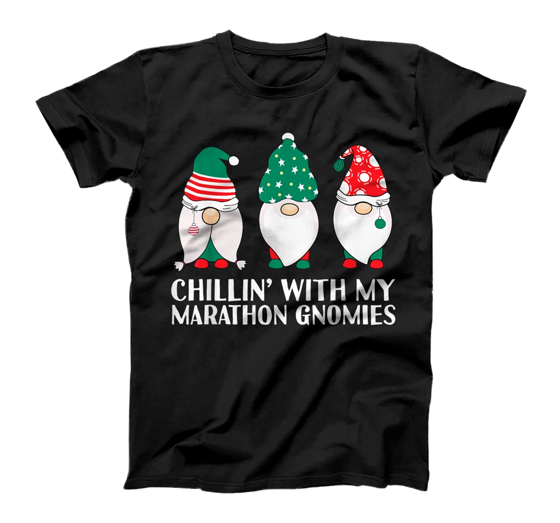 Personalized Chilling With My Marathon Gnomies Funny Gnome Pun Xmas PJs T-Shirt, Kid T-Shirt and Women T-Shirt