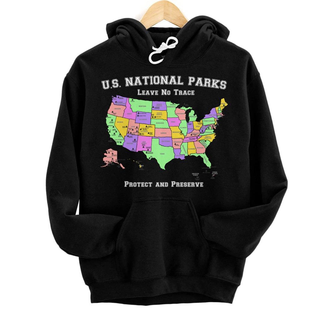 Personalized All 63 US National Parks Design for Campers, Hikers, Walkers Pullover Hoodie