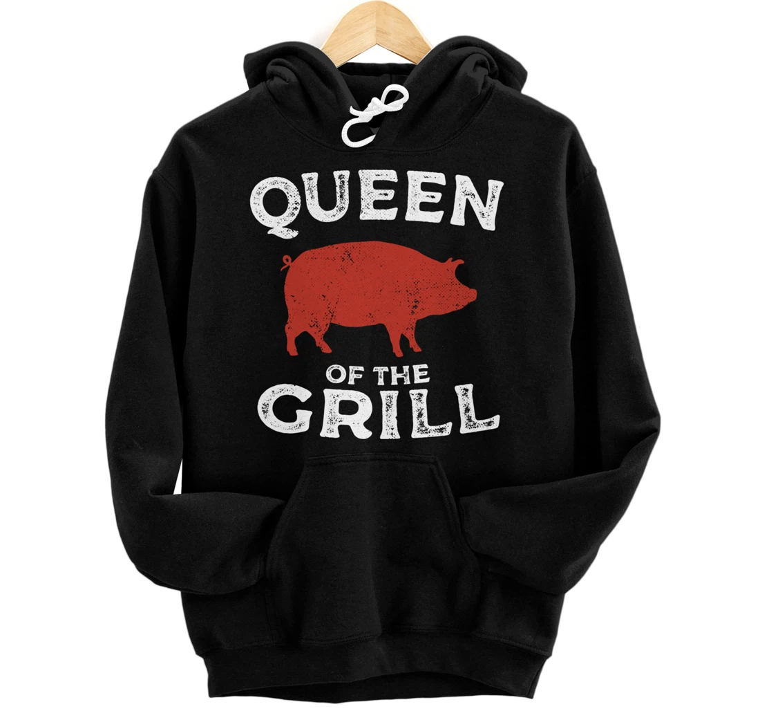 Personalized Queen of the Grill, Funny Barbecue Quote for Mom Grandma Pullover Hoodie