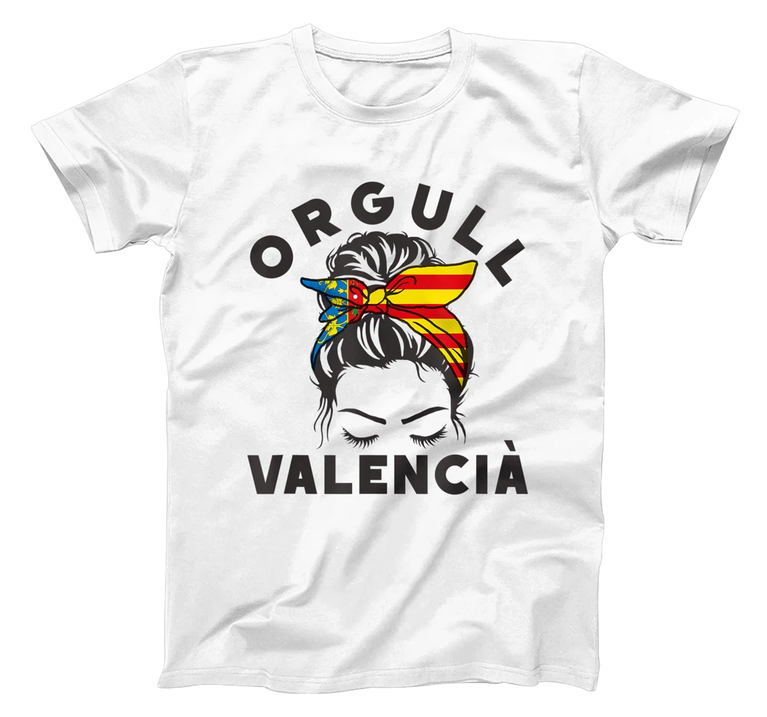 Personalized Orgull Valencià Messy Bun Headband Bandera Valencia Flag T-Shirt, Women T-Shirt