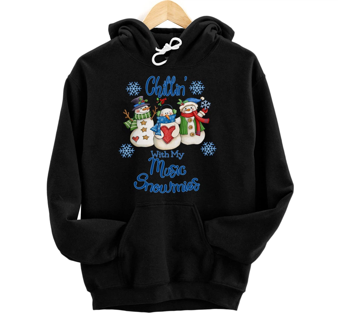 Personalized Chillin' With My Music Snowmies Pajamas Music Teacher elf Pullover Hoodie