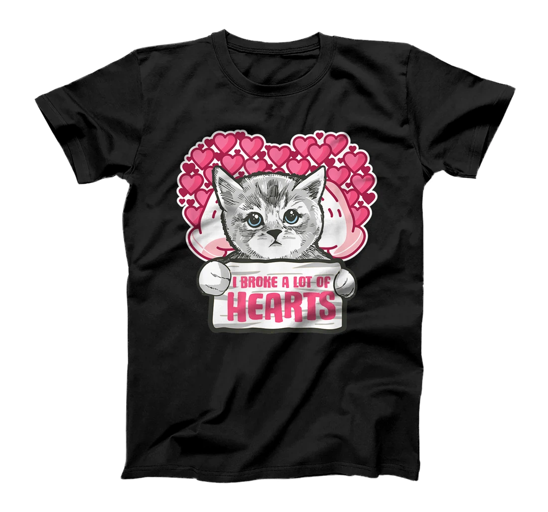 Personalized I Broke A Lot Of Hearts Valentine Kitten Valentine's Day Cat T-Shirt, Women T-Shirt