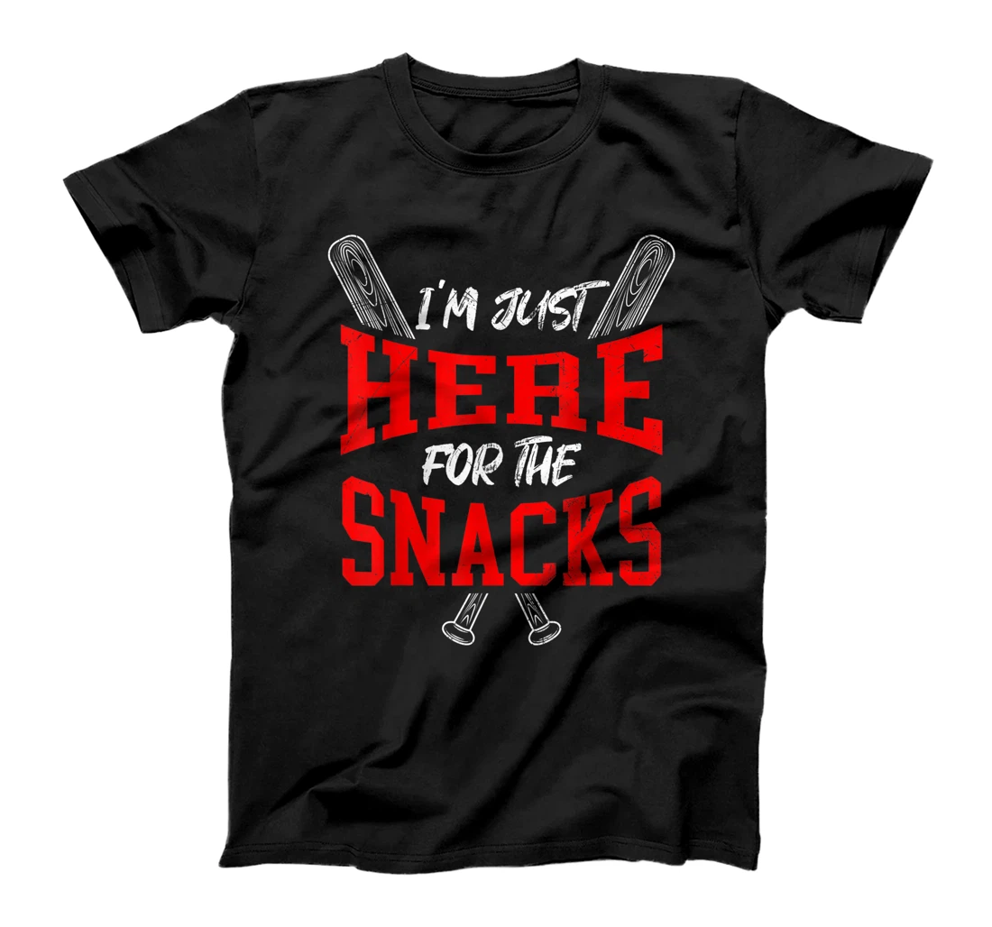 Personalized Womens Funny baseball saying Just here for the Snacks baseball T-Shirt, Women T-Shirt