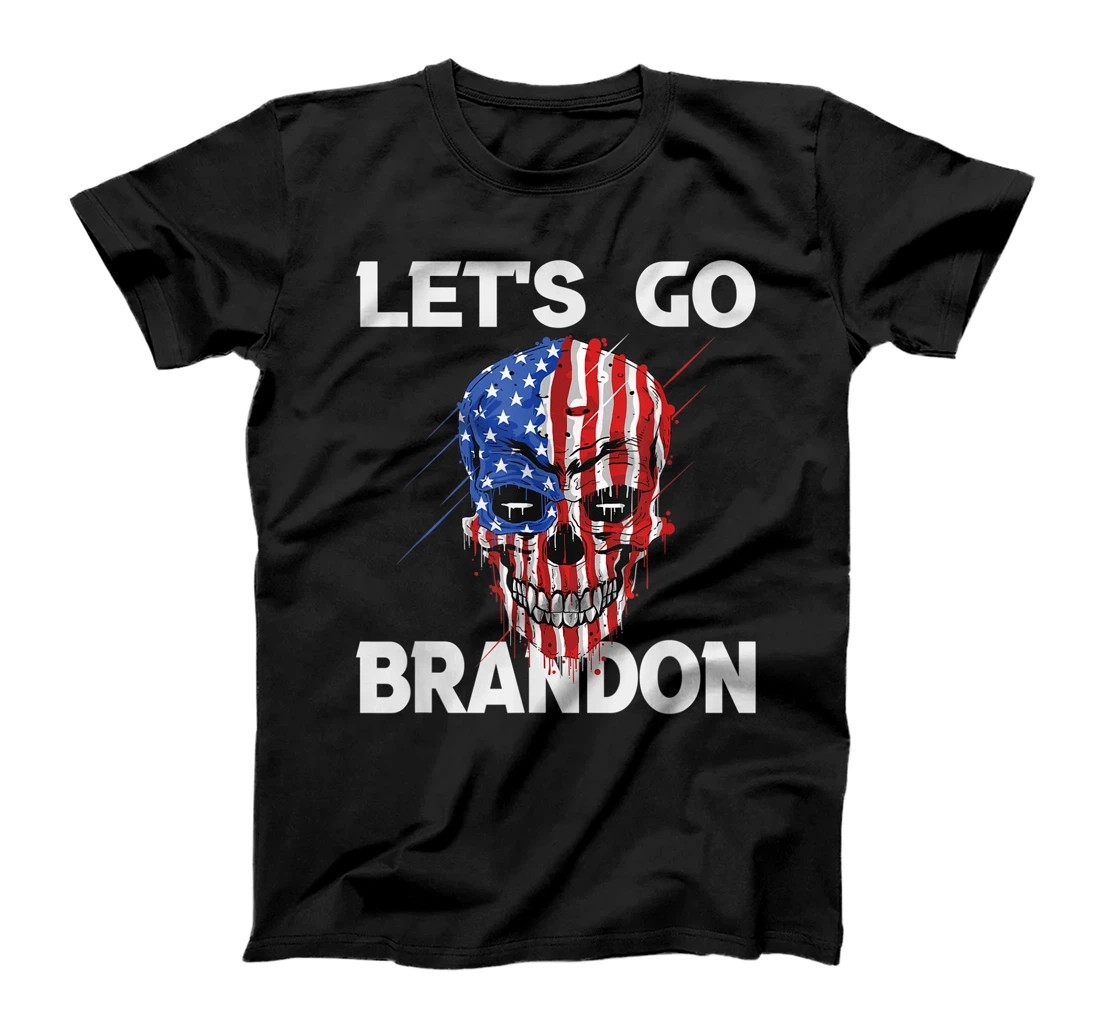 Personalized Let's Go Brandon Conservative US Skull T-Shirt, Women T-Shirt