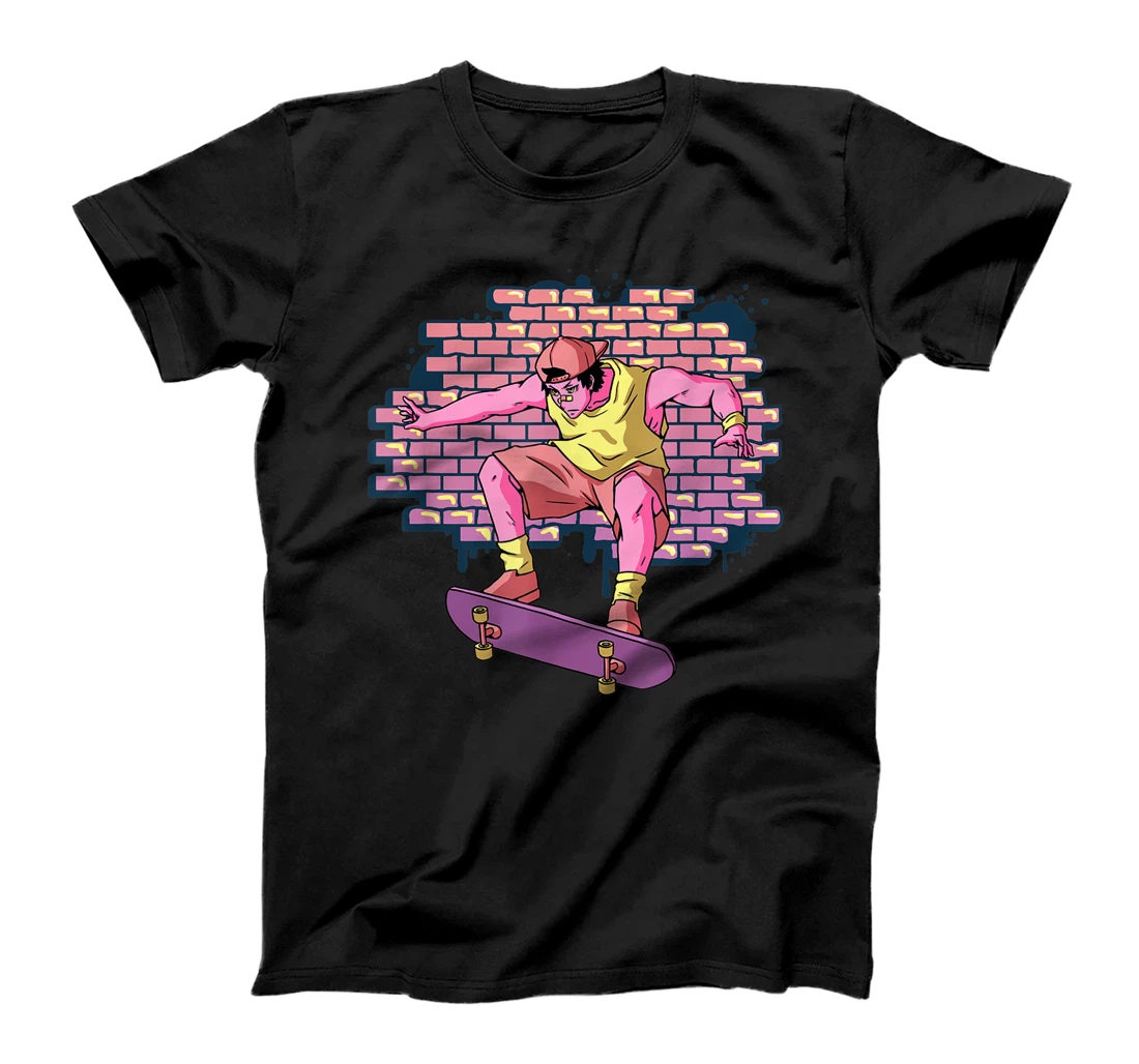 Personalized Womens Skater Boy Retro Skateboarding Vaporwave Skateboarder T-Shirt, Kid T-Shirt and Women T-Shirt