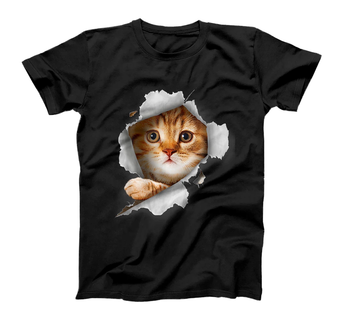 Personalized Cat Orange Cat Cat Torn Cloth Kitten T-Shirt, Women T-Shirt