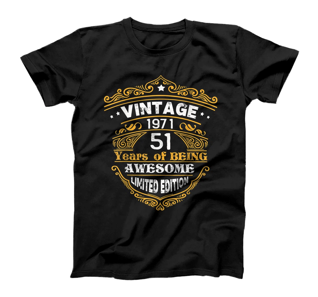 Personalized Womens Vintage 1971 51 Years Of Being Awesome Limited Edition B-day T-Shirt, Kid T-Shirt and Women T-Shirt